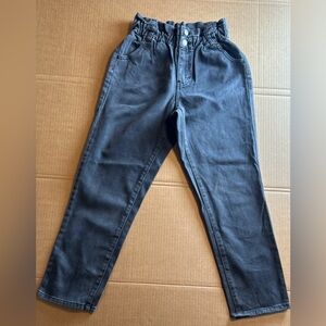 Pacsun Mom Jeans Size 25 Paper Bag Waist High Rise Denim Trousers Retro Black